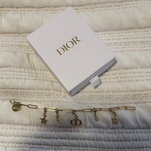 Dior Gold Star and Logo Charm Bracelet